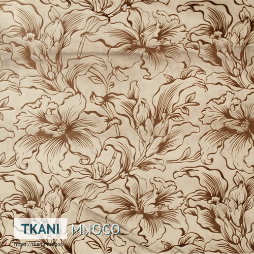 Фото ткани велюра CF “RJB16-4” (цветы бежевый)